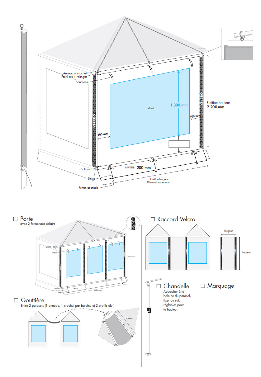 schema rideau parasol